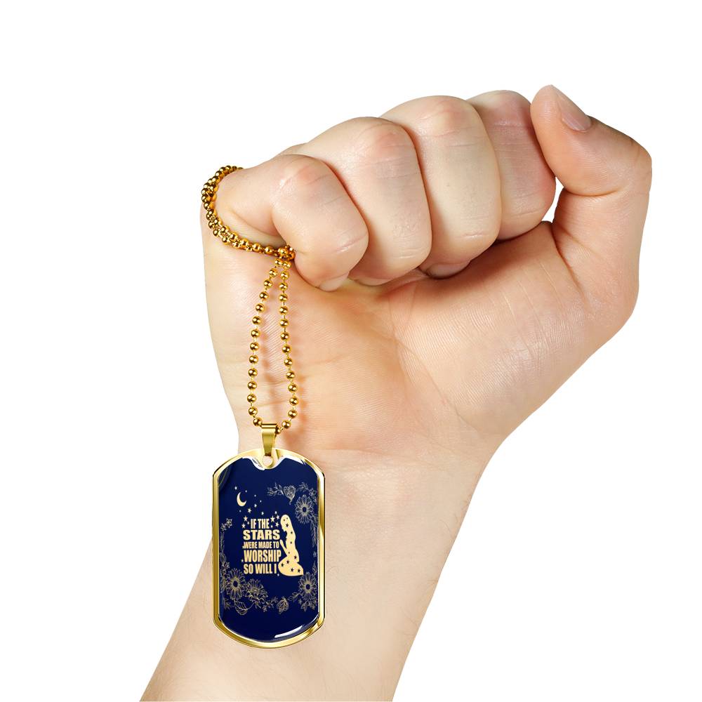 So Will I Necklace Stainless Steel or 18k Gold Dog Tag 24" Chain-Express Your Love Gifts
