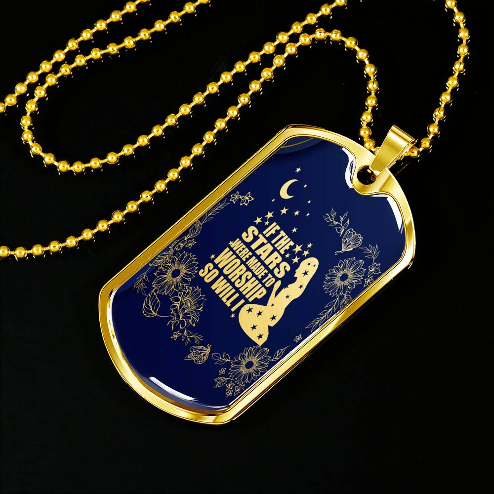 So Will I Necklace Stainless Steel or 18k Gold Dog Tag 24" Chain-Express Your Love Gifts