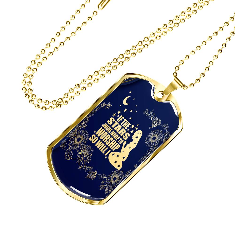 So Will I Necklace Stainless Steel or 18k Gold Dog Tag 24" Chain-Express Your Love Gifts