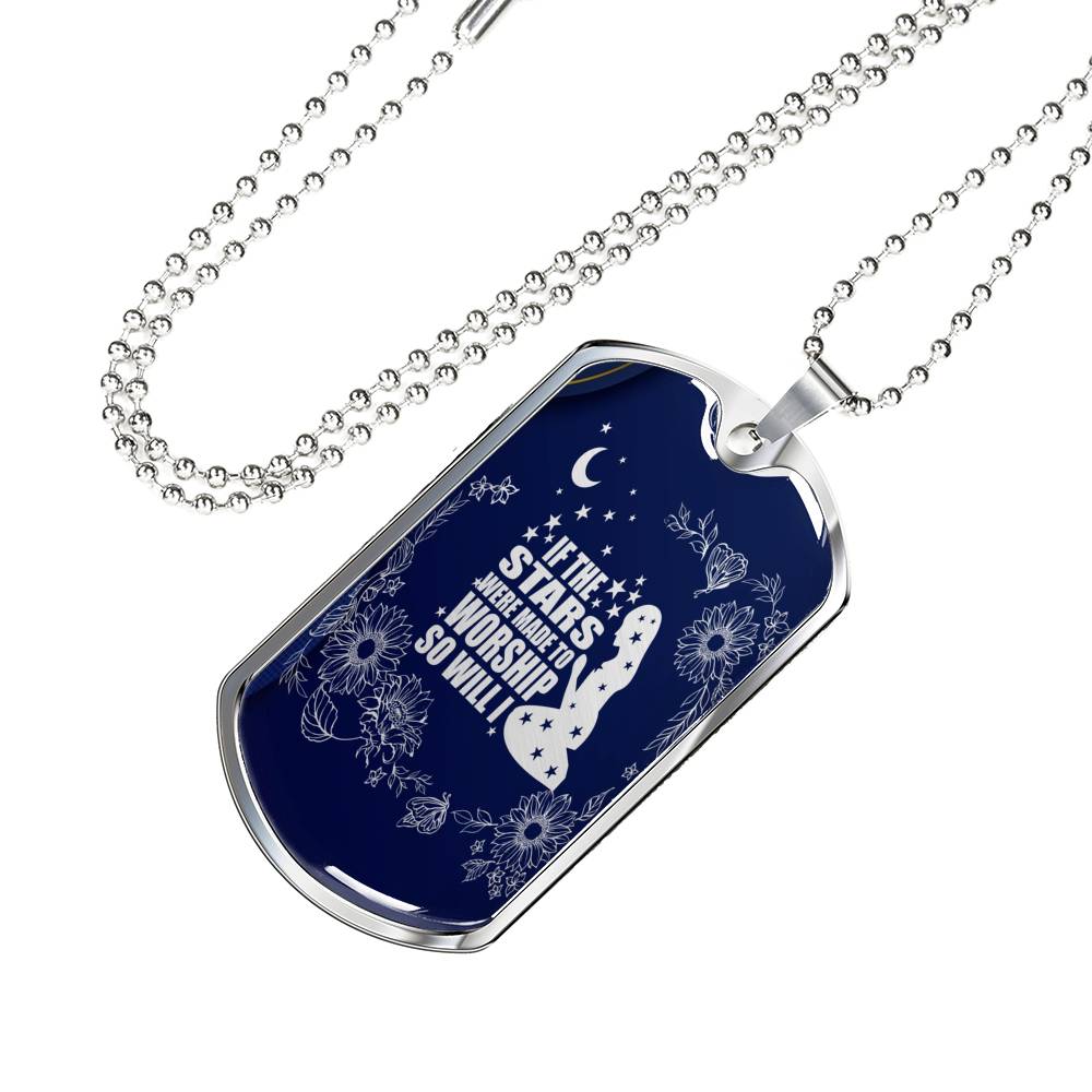 So Will I Necklace Stainless Steel or 18k Gold Dog Tag 24" Chain-Express Your Love Gifts