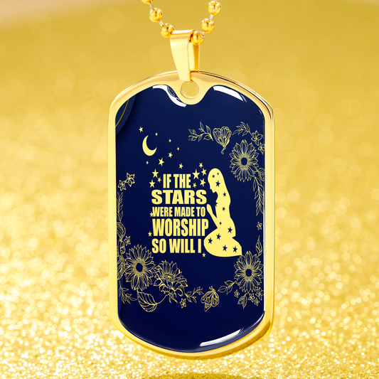 So Will I Necklace Stainless Steel or 18k Gold Dog Tag 24" Chain-Express Your Love Gifts