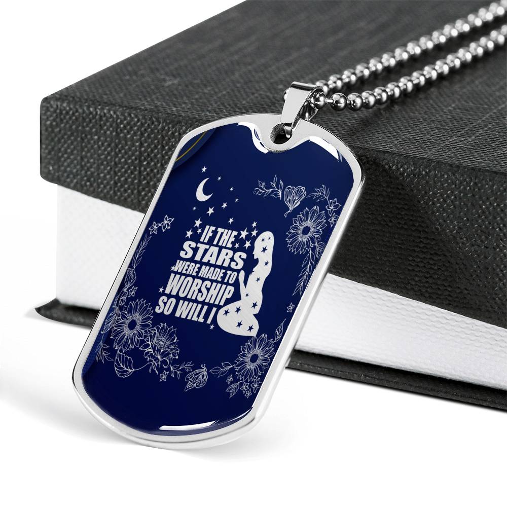 So Will I Necklace Stainless Steel or 18k Gold Dog Tag 24" Chain-Express Your Love Gifts