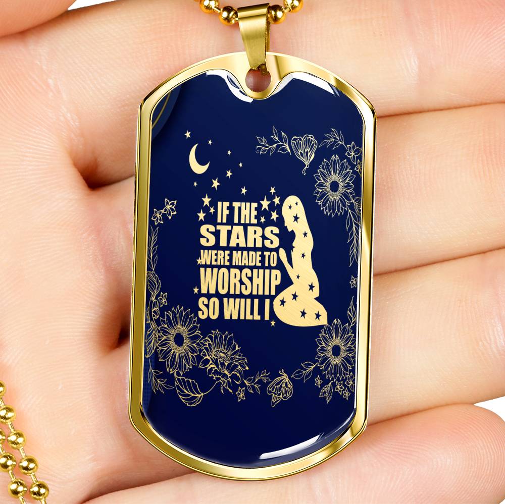 So Will I Necklace Stainless Steel or 18k Gold Dog Tag 24" Chain-Express Your Love Gifts
