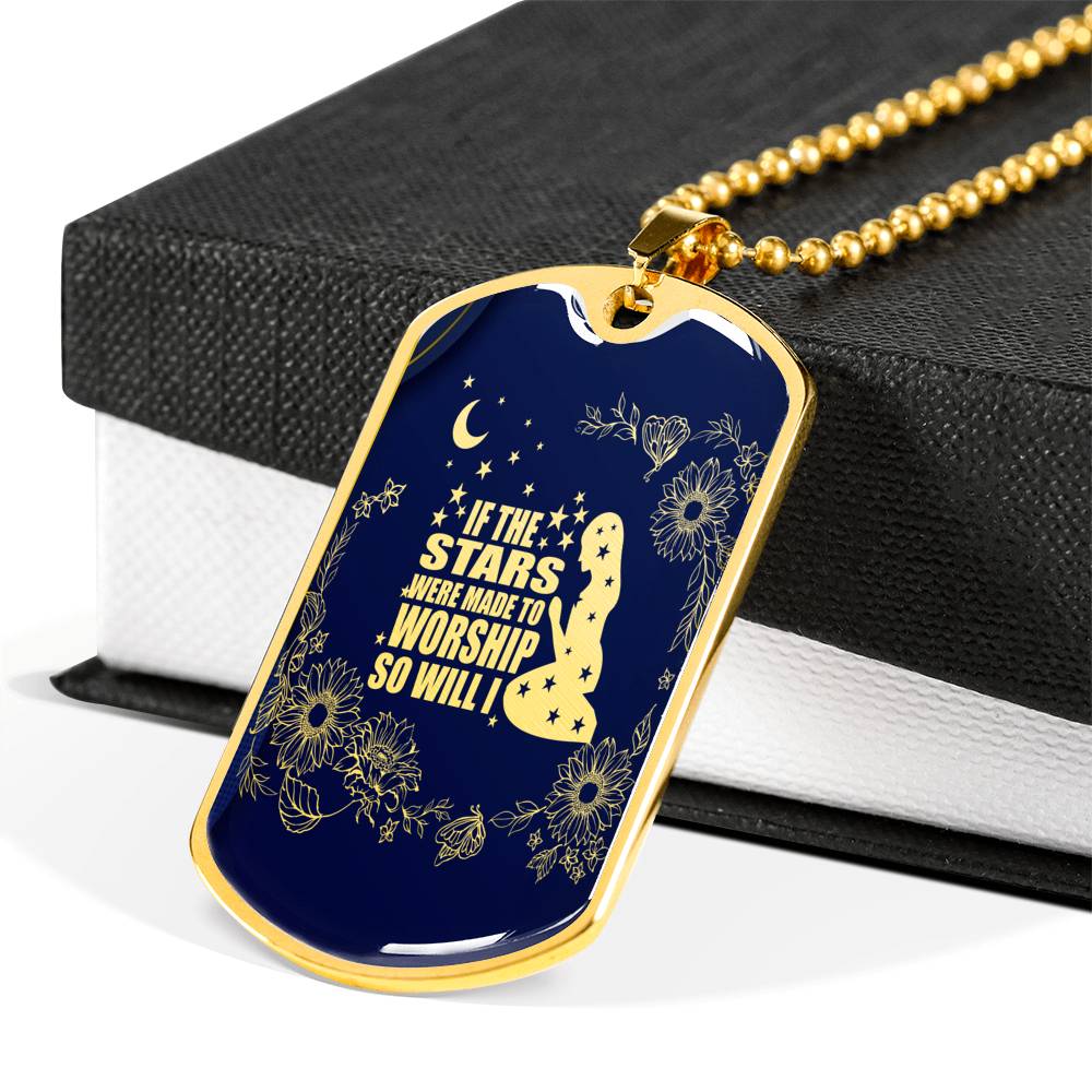 So Will I Necklace Stainless Steel or 18k Gold Dog Tag 24" Chain-Express Your Love Gifts