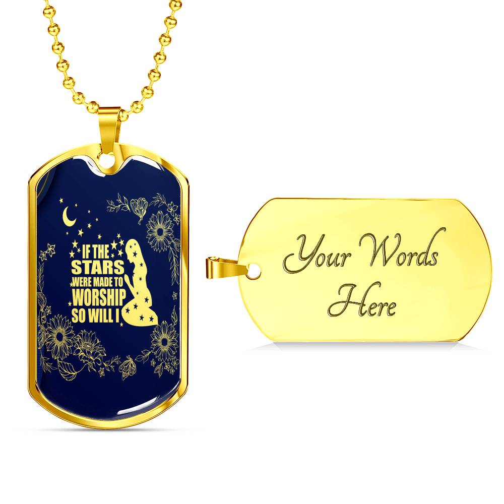 So Will I Necklace Stainless Steel or 18k Gold Dog Tag 24" Chain-Express Your Love Gifts