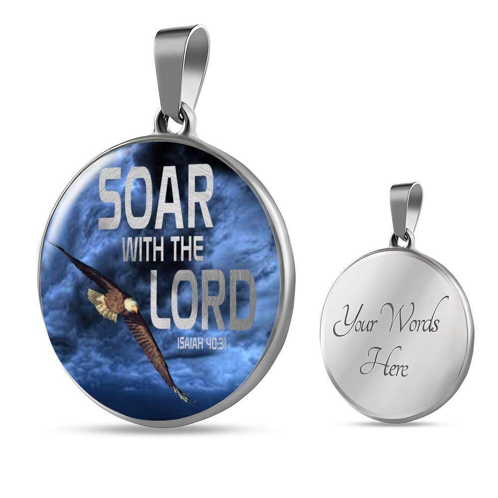 Soar Withe The Lord Isaiah 40:31 Circle Necklace Stainless Steel or 18k Gold 18-22" - Express Your Love Gifts
