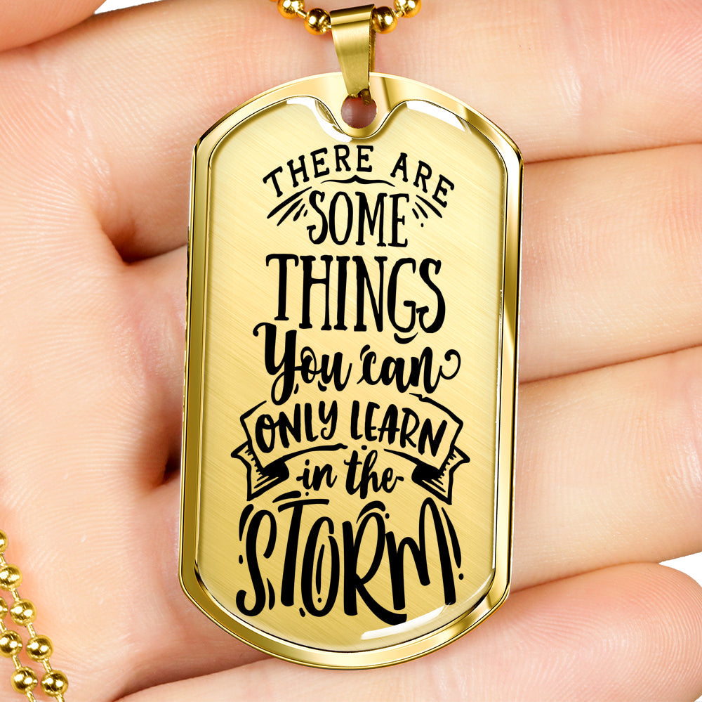 Some Things In The Storm Necklace Stainless Steel or 18k Gold Dog Tag 24" Chain-Express Your Love Gifts