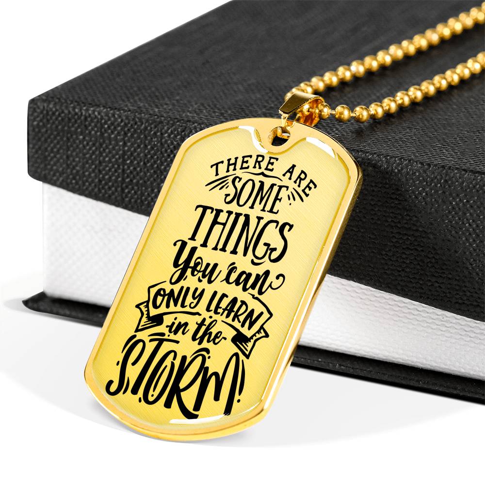 Some Things In The Storm Necklace Stainless Steel or 18k Gold Dog Tag 24" Chain-Express Your Love Gifts