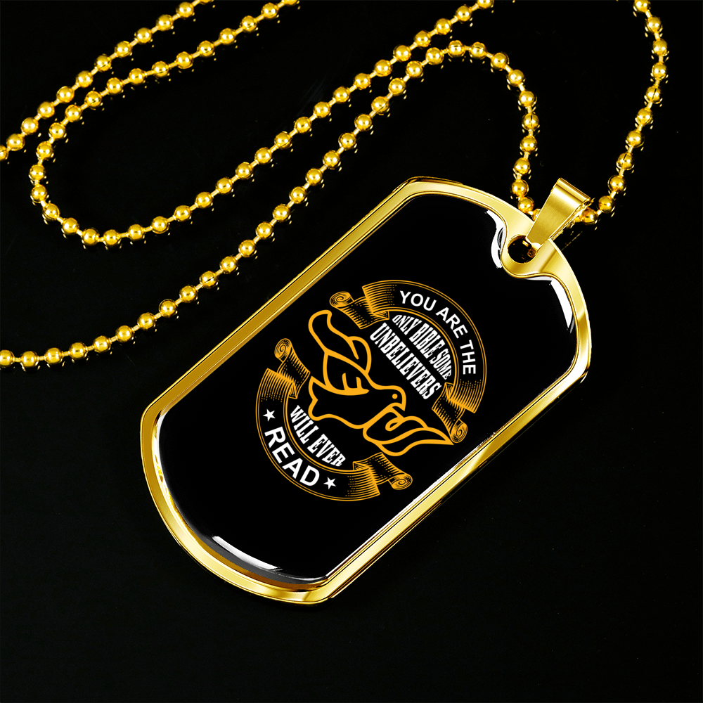 Some Unbelievers Will Ever Read Dove Christian Necklace Stainless Steel or 18k Gold Dog Tag 24" Chain-Express Your Love Gifts
