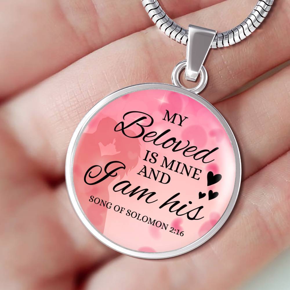 Song Of Solomon 2:16 Circle Necklace Stainless Steel or 18k Gold 18-22" - Express Your Love Gifts