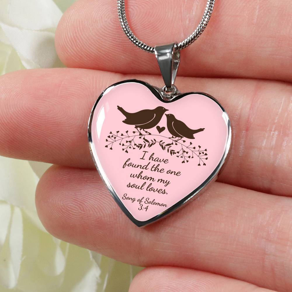 Song Of Solomon 3:4 Necklace Stainless Steel or 18k Gold Heart Pendant 18-22" - Express Your Love Gifts