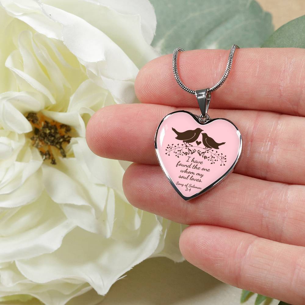 Song Of Solomon 3:4 Necklace Stainless Steel or 18k Gold Heart Pendant 18-22" - Express Your Love Gifts