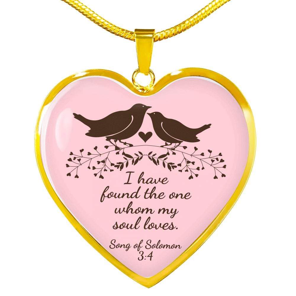 Song Of Solomon 3:4 Necklace Stainless Steel or 18k Gold Heart Pendant 18-22" - Express Your Love Gifts
