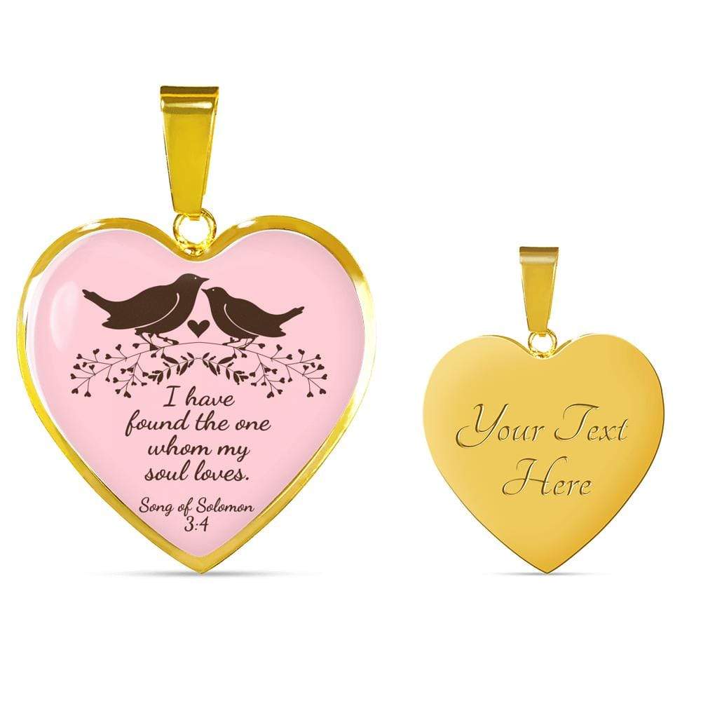 Song Of Solomon 3:4 Necklace Stainless Steel or 18k Gold Heart Pendant 18-22" - Express Your Love Gifts