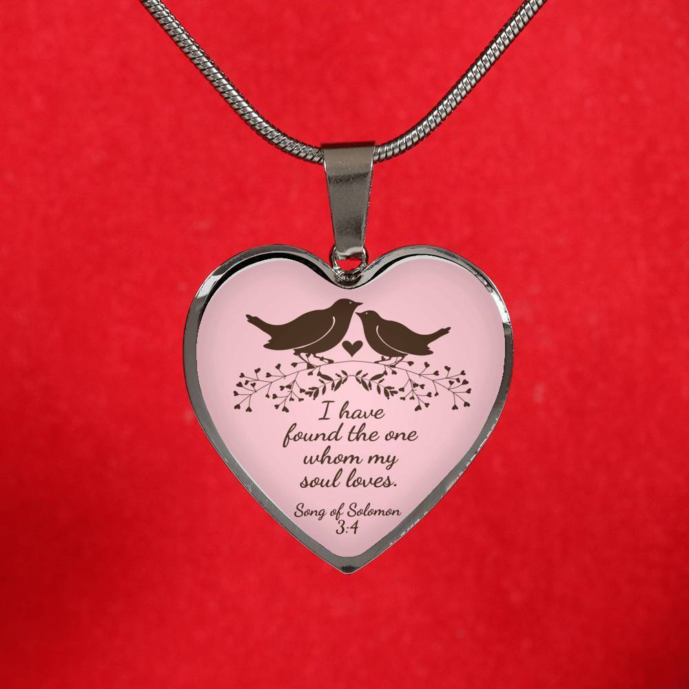 Song Of Solomon 3:4 Necklace Stainless Steel or 18k Gold Heart Pendant 18-22" - Express Your Love Gifts