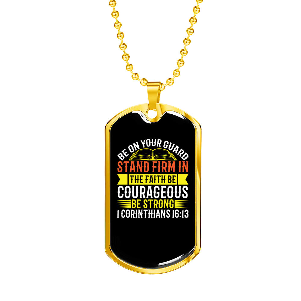 Stand Firm Christian Necklace Stainless Steel or 18k Gold Dog Tag 24" Chain-Express Your Love Gifts