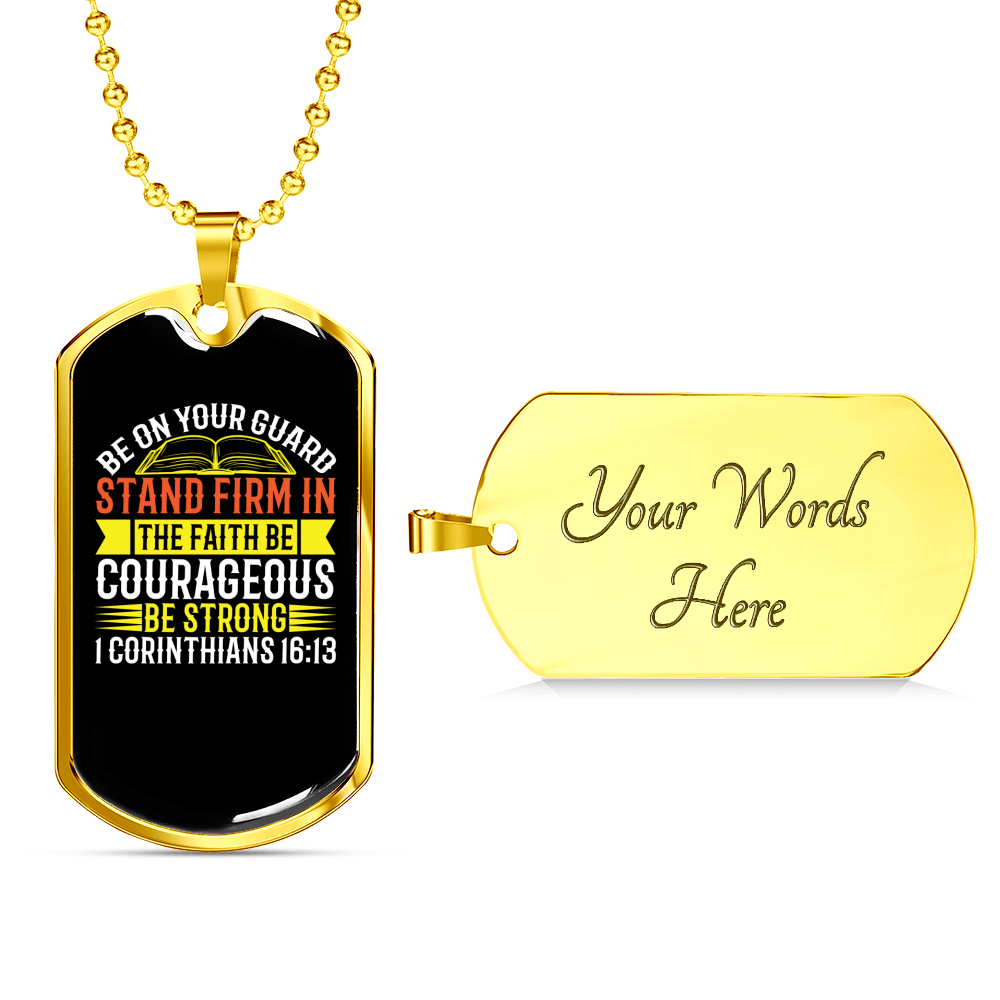 Stand Firm Christian Necklace Stainless Steel or 18k Gold Dog Tag 24" Chain-Express Your Love Gifts