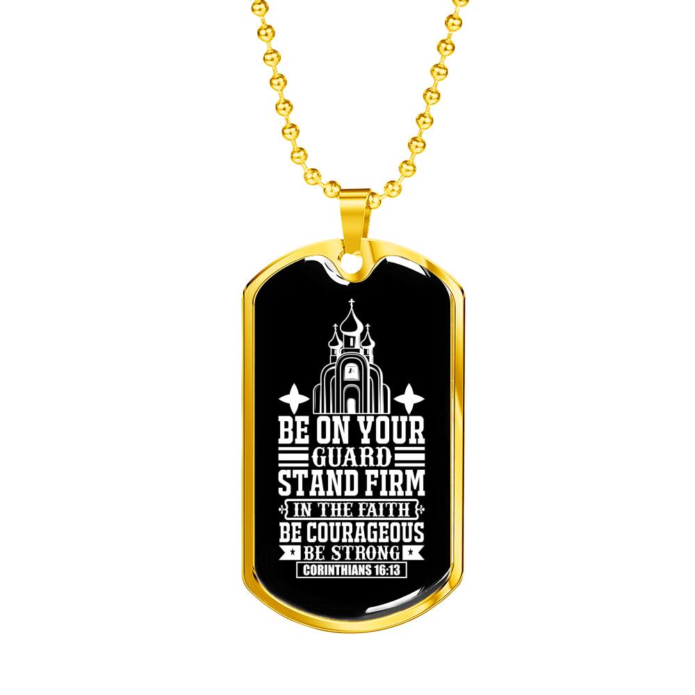 Stand Firm Faith Christian Necklace Stainless Steel or 18k Gold Dog Tag 24" Chain-Express Your Love Gifts
