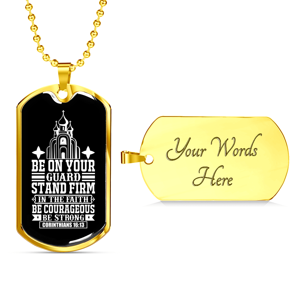 Stand Firm Faith Christian Necklace Stainless Steel or 18k Gold Dog Tag 24" Chain-Express Your Love Gifts