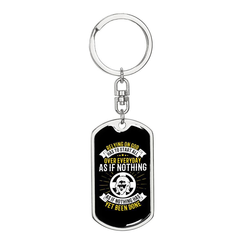Start All Over Everyday Keychain Stainless Steel or 18k Gold Dog Tag Keyring-Express Your Love Gifts
