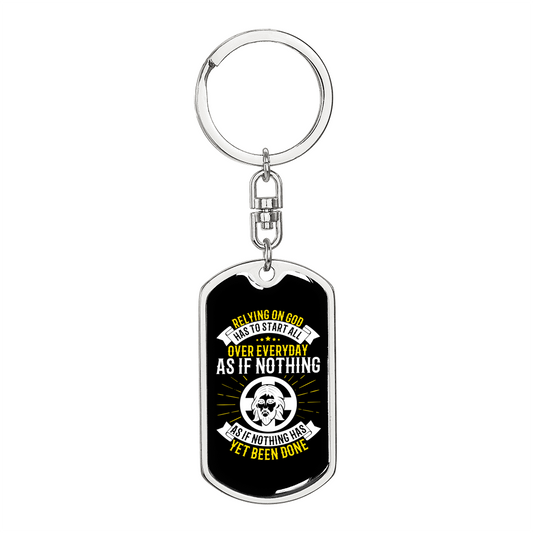 Start All Over Everyday Keychain Stainless Steel or 18k Gold Dog Tag Keyring-Express Your Love Gifts