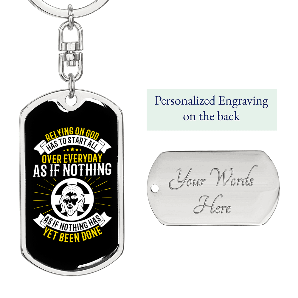 Start All Over Everyday Keychain Stainless Steel or 18k Gold Dog Tag Keyring-Express Your Love Gifts