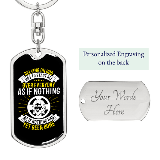 Start All Over Everyday Keychain Stainless Steel or 18k Gold Dog Tag Keyring-Express Your Love Gifts