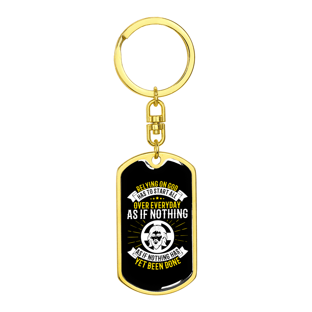 Start All Over Everyday Stainless Steel or 18k Gold Premium Swivel Dog Tag Keychain