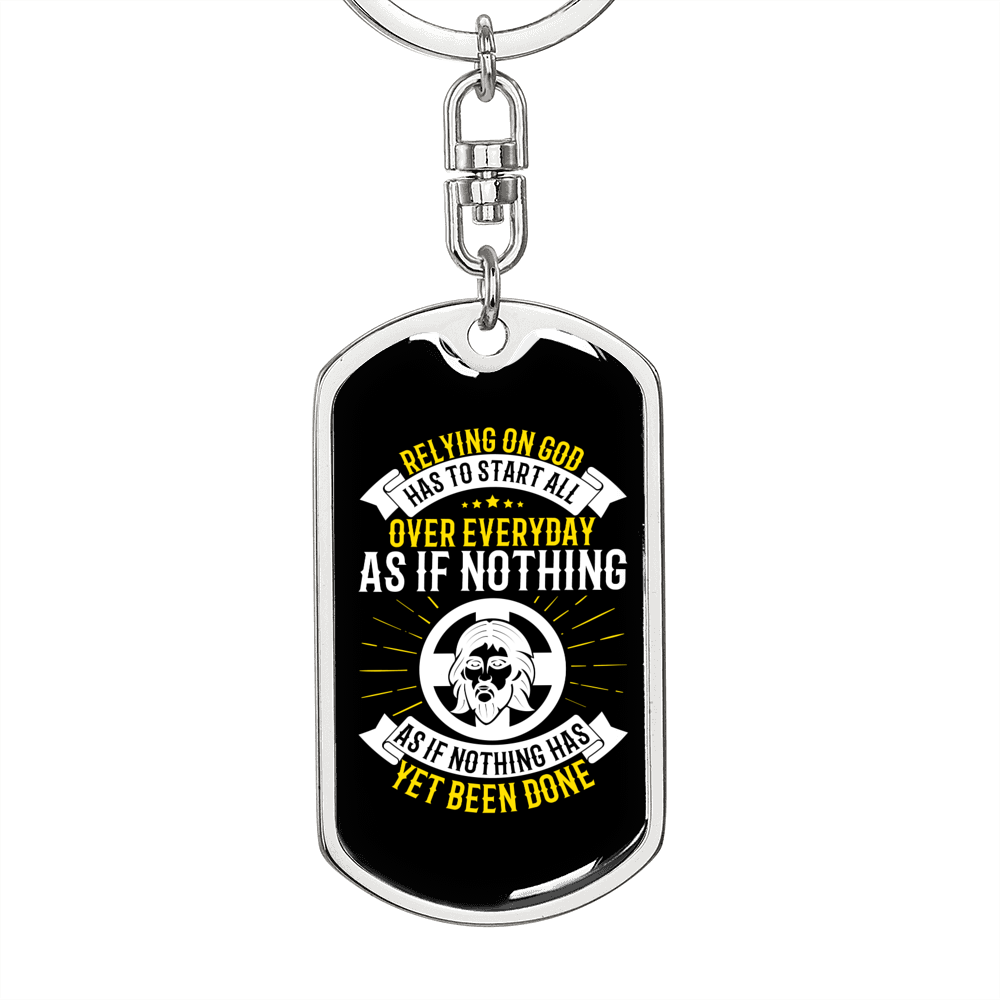 Start All Over Everyday Keychain Stainless Steel or 18k Gold Dog Tag Keyring-Express Your Love Gifts