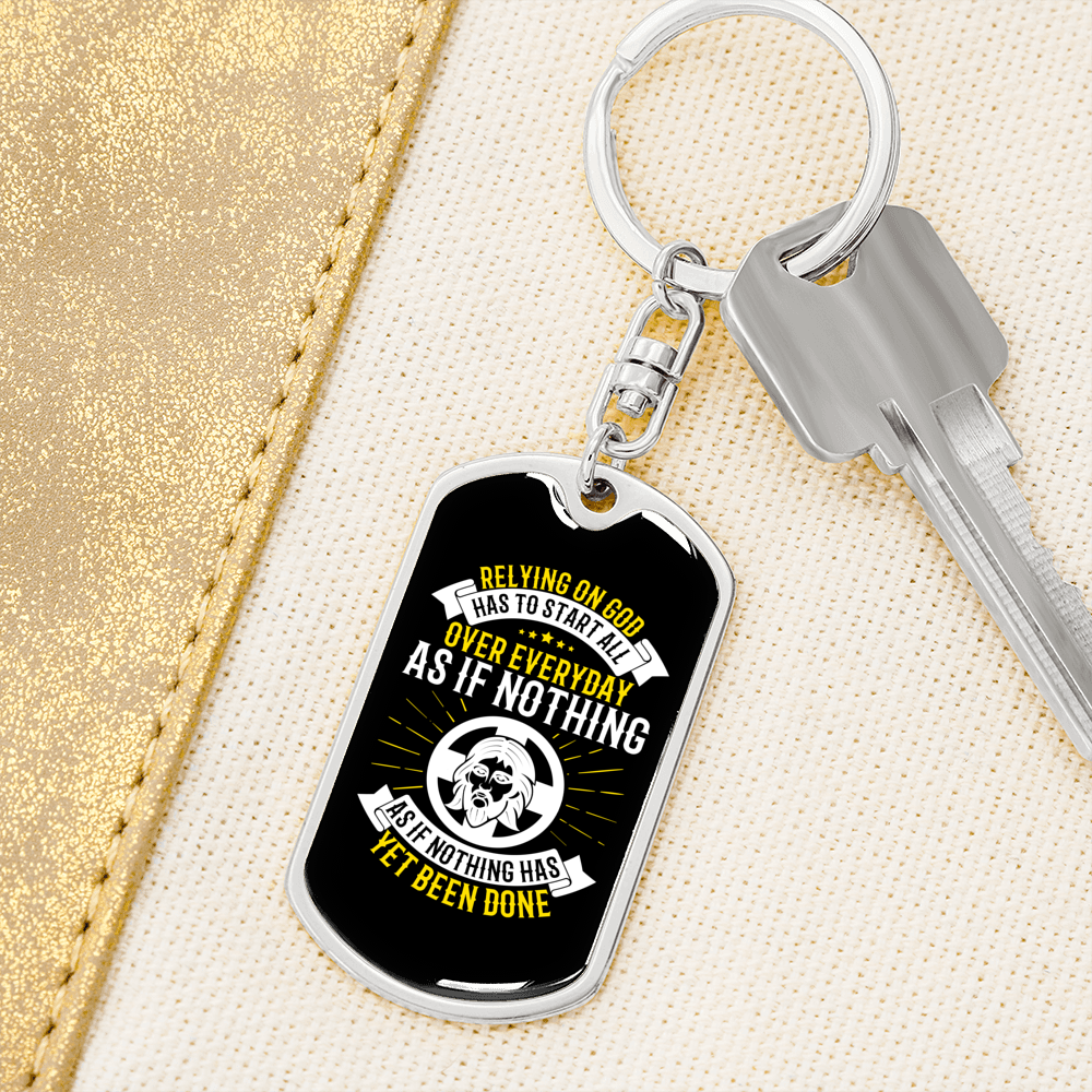 Start All Over Everyday Keychain Stainless Steel or 18k Gold Dog Tag Keyring-Express Your Love Gifts