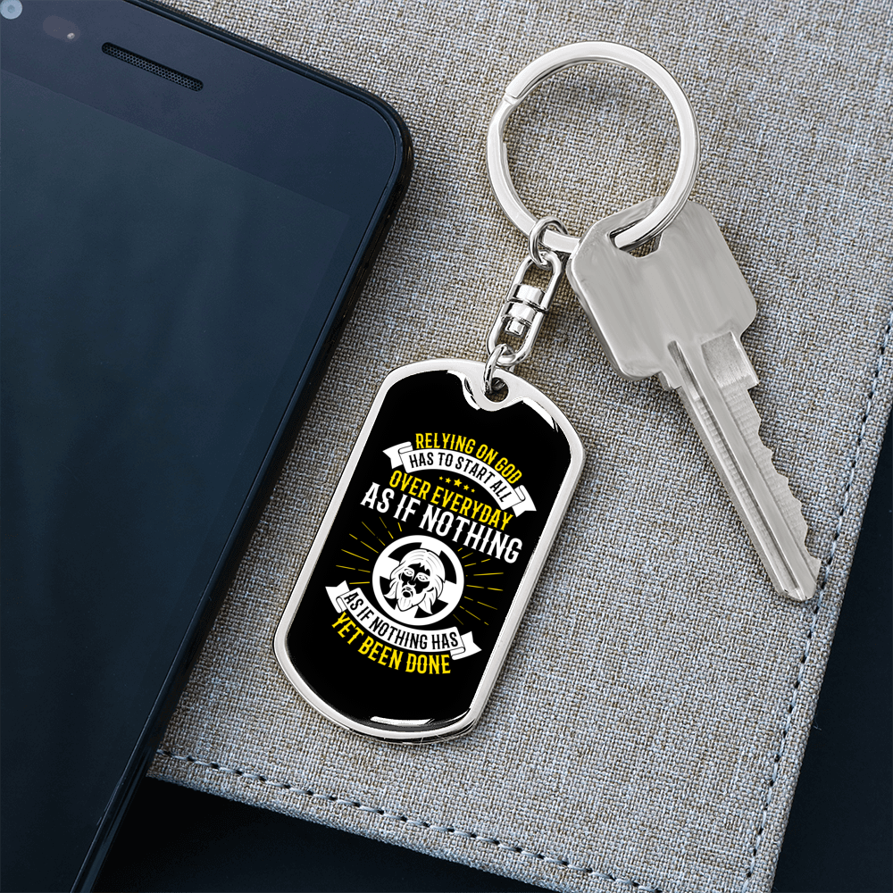 Start All Over Everyday Keychain Stainless Steel or 18k Gold Dog Tag Keyring-Express Your Love Gifts
