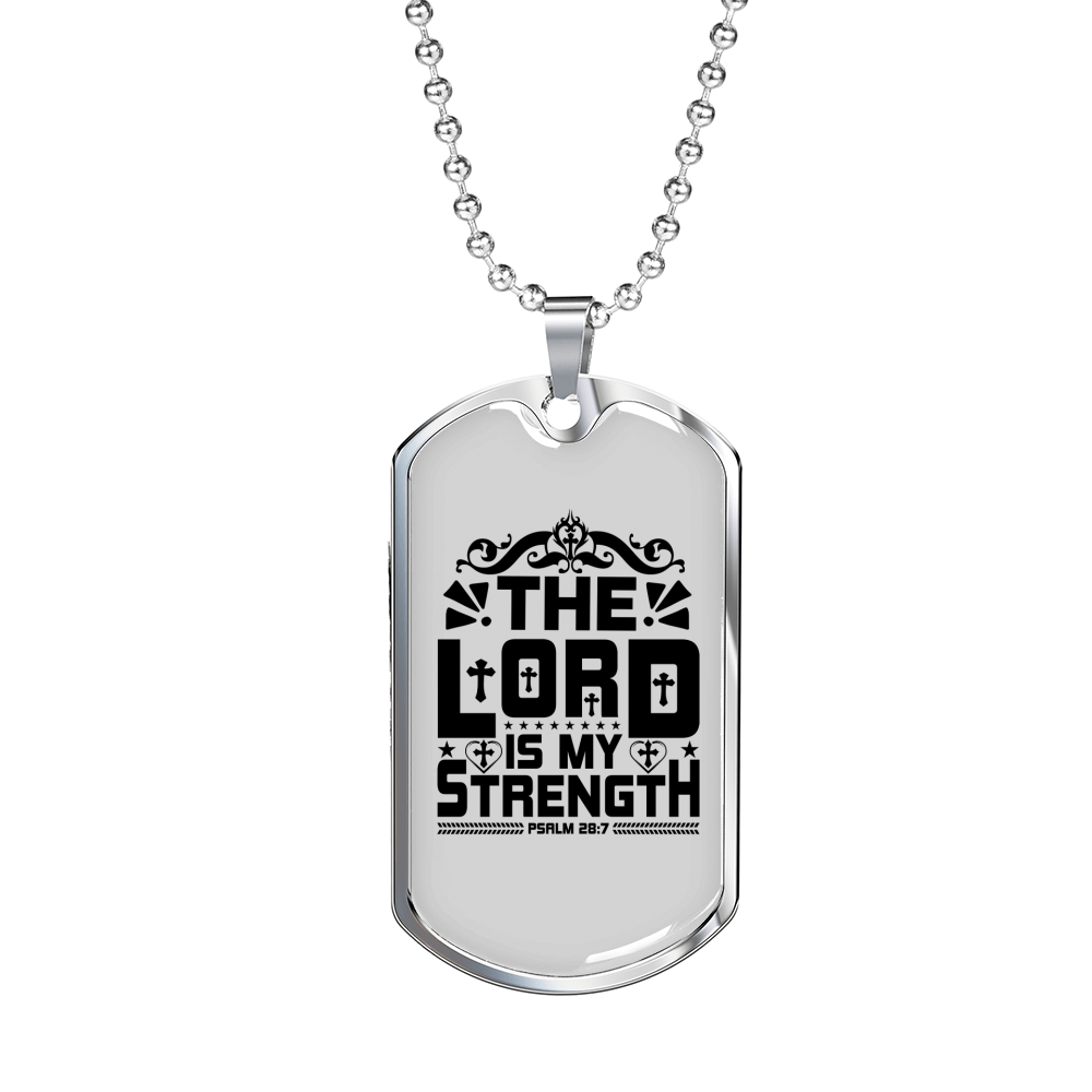 Strength Is Lord Christian Necklace Stainless Steel or 18k Gold Dog Tag 24" Chain-Express Your Love Gifts