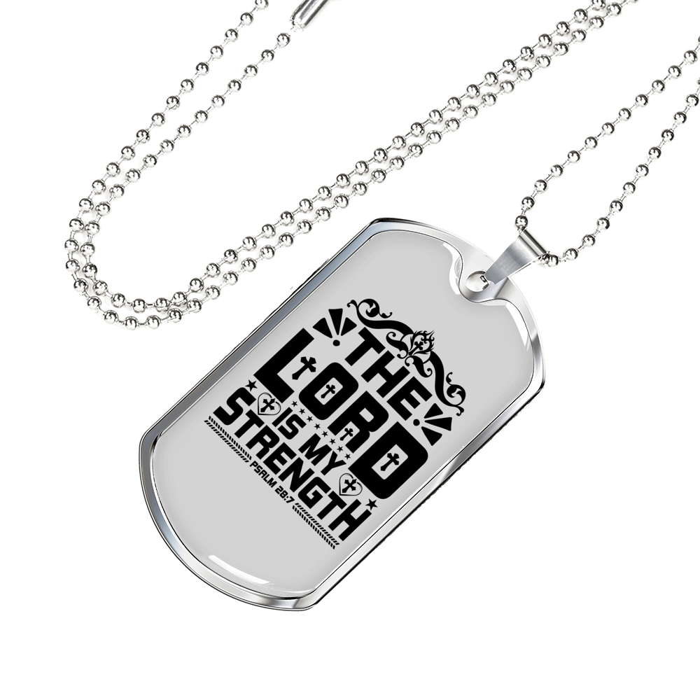 Strength Is Lord Christian Necklace Stainless Steel or 18k Gold Dog Tag 24" Chain-Express Your Love Gifts