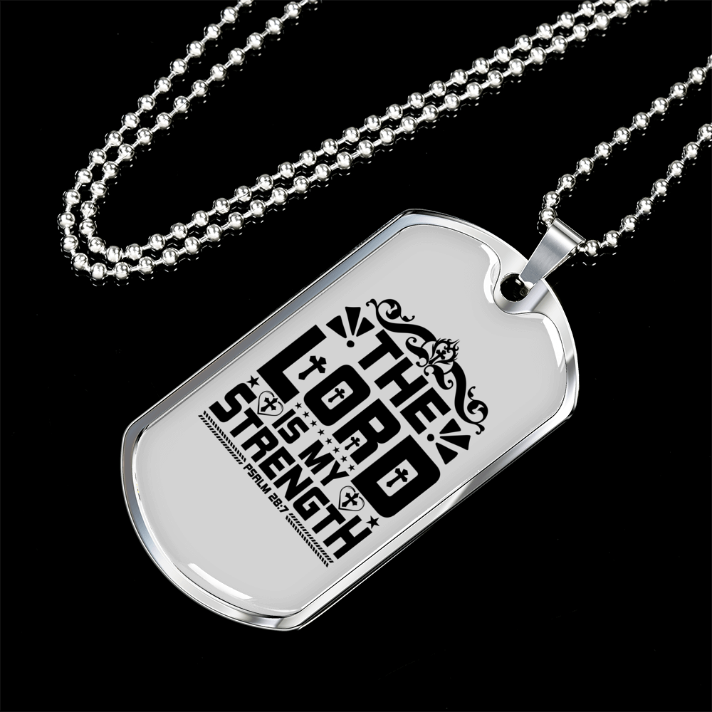 Strength Is Lord Christian Necklace Stainless Steel or 18k Gold Dog Tag 24" Chain-Express Your Love Gifts