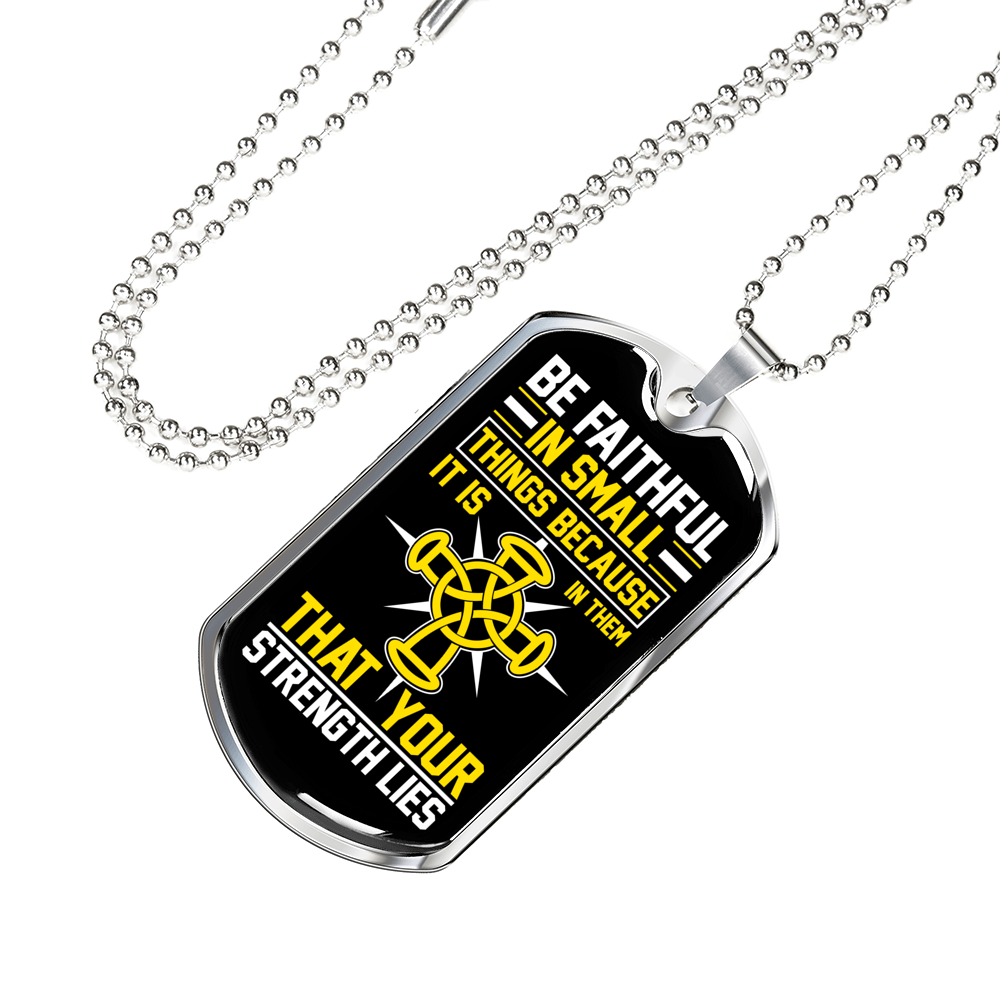 Strength Lies Christian Necklace Stainless Steel or 18k Gold Dog Tag 24" Chain-Express Your Love Gifts