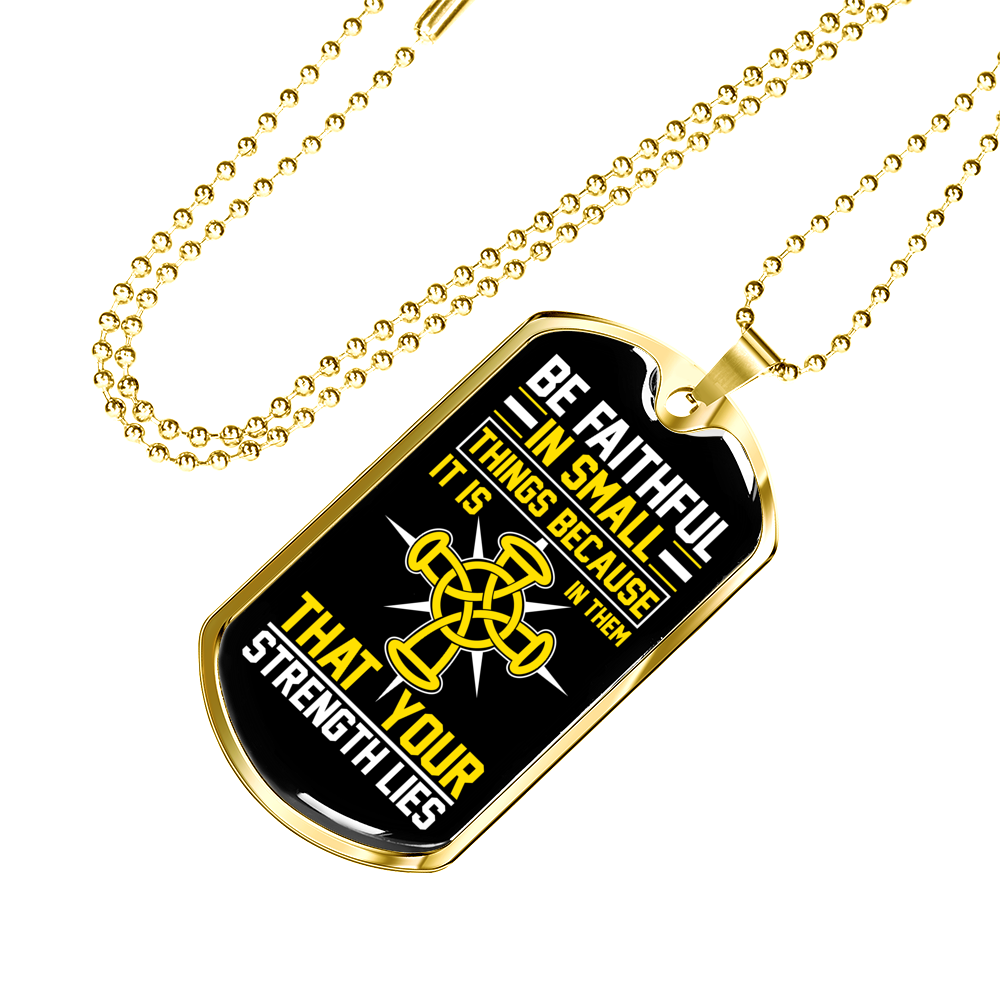 Strength Lies Christian Necklace Stainless Steel or 18k Gold Dog Tag 24" Chain-Express Your Love Gifts