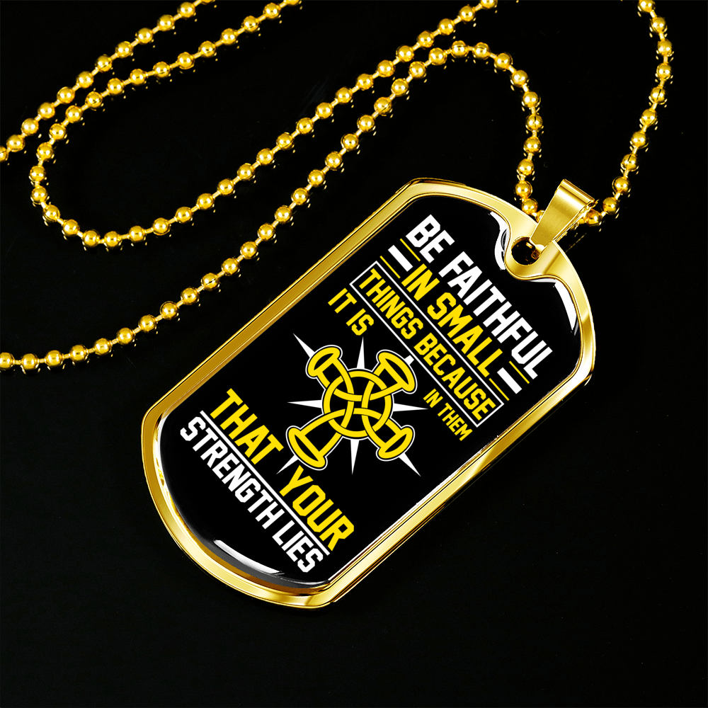 Strength Lies Christian Necklace Stainless Steel or 18k Gold Dog Tag 24" Chain-Express Your Love Gifts