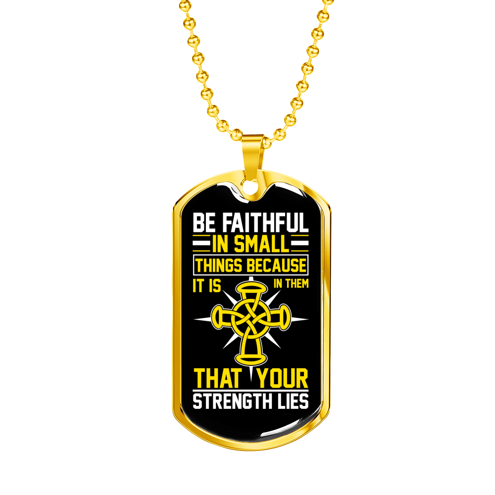 Strength Lies Christian Necklace Stainless Steel or 18k Gold Dog Tag 24" Chain-Express Your Love Gifts