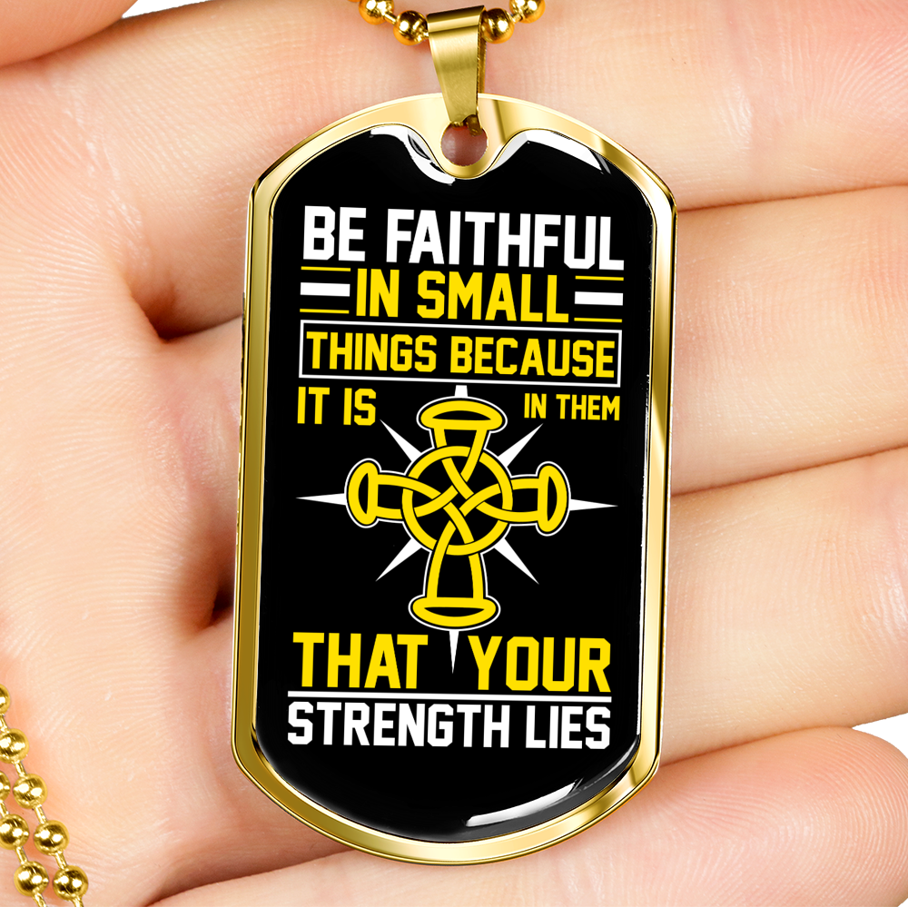 Strength Lies Christian Necklace Stainless Steel or 18k Gold Dog Tag 24" Chain-Express Your Love Gifts