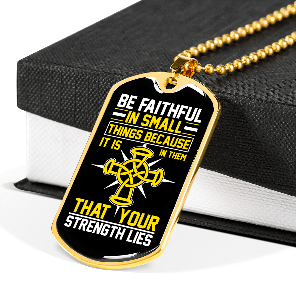 Strength Lies Christian Necklace Stainless Steel or 18k Gold Dog Tag 24" Chain-Express Your Love Gifts