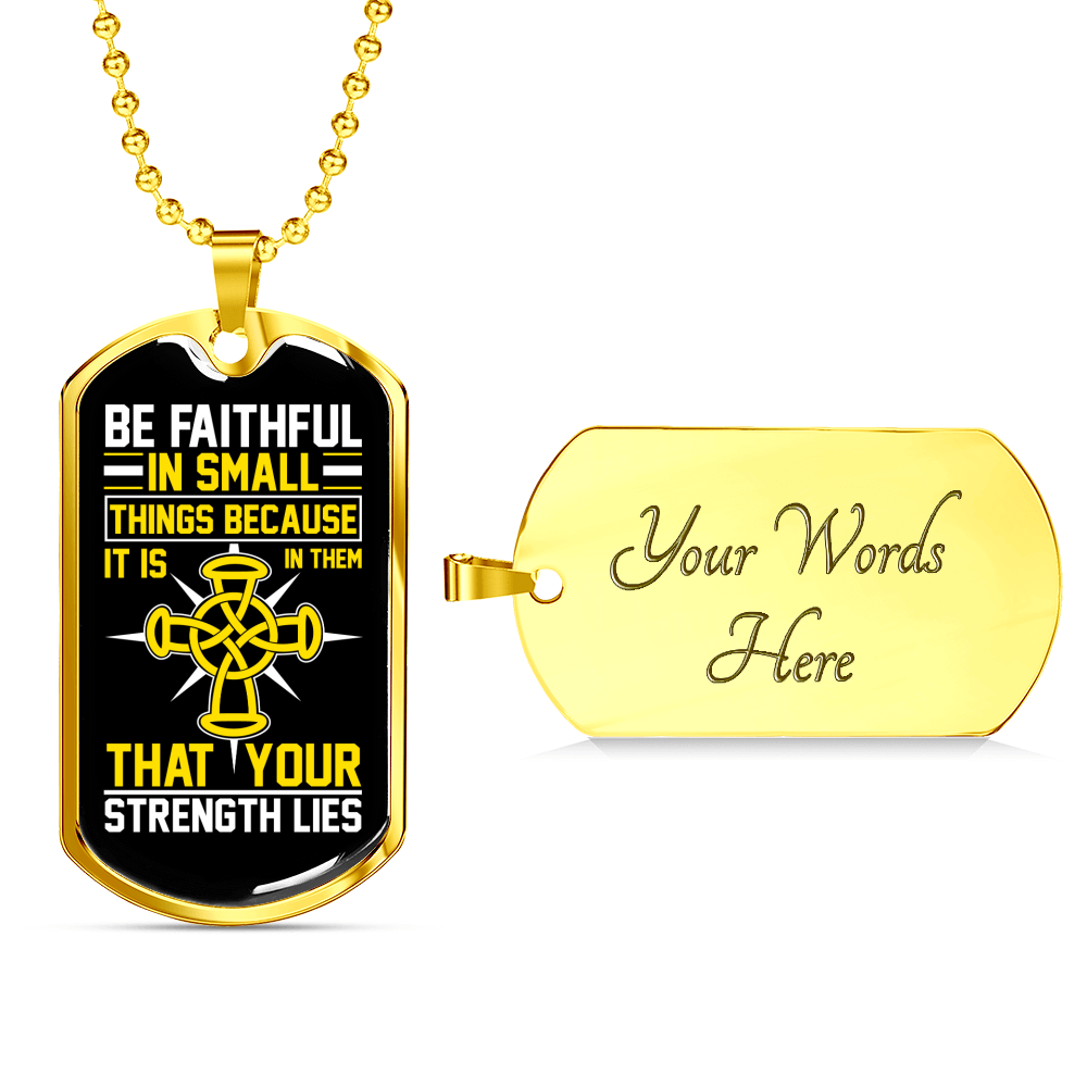 Strength Lies Christian Necklace Stainless Steel or 18k Gold Dog Tag 24" Chain-Express Your Love Gifts
