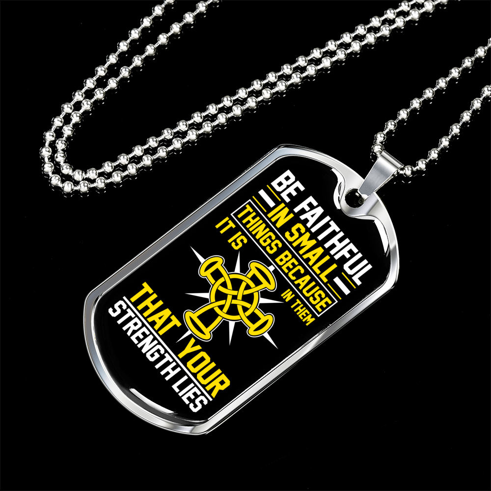 Strength Lies Christian Necklace Stainless Steel or 18k Gold Dog Tag 24" Chain-Express Your Love Gifts