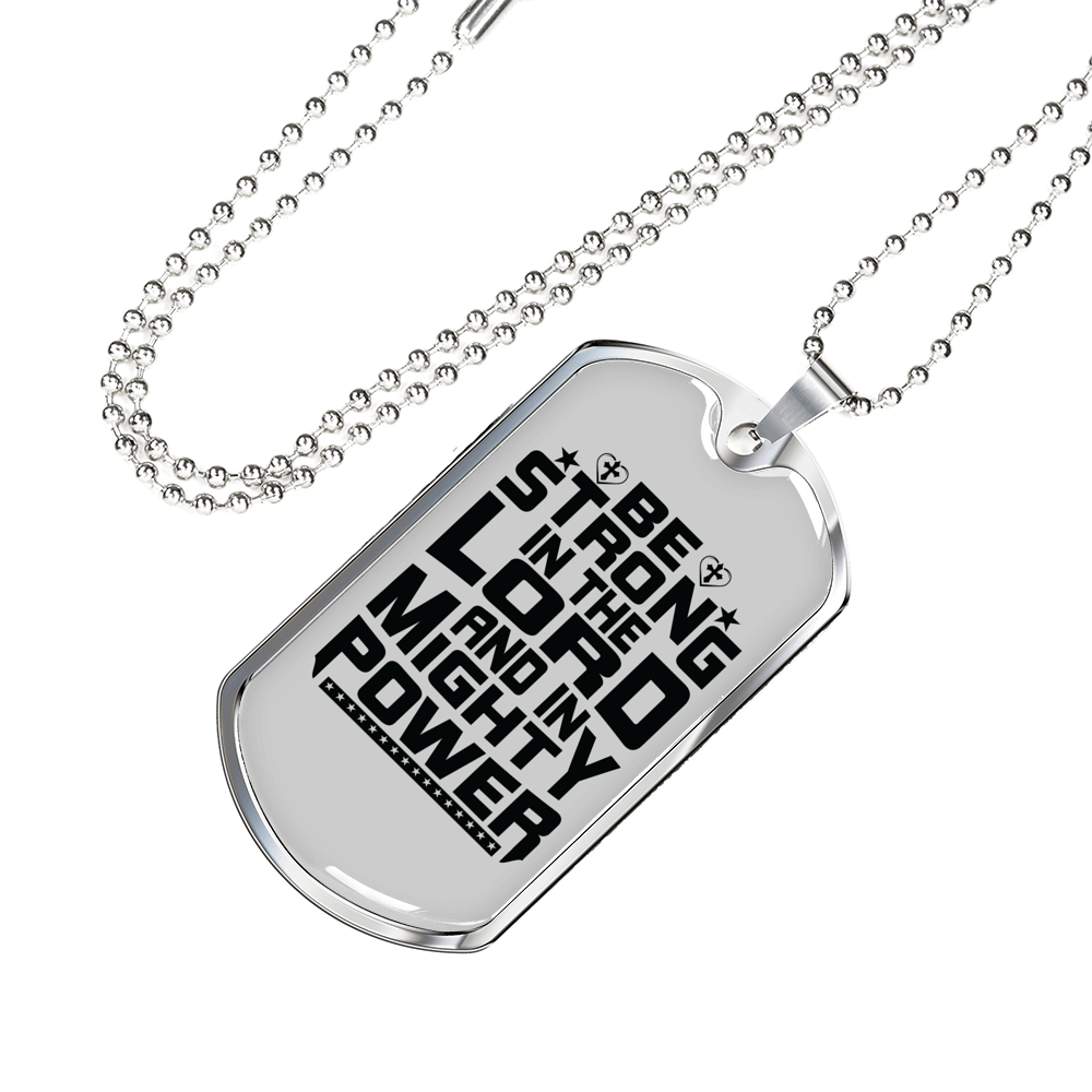 Strong In Lord Christian Necklace Stainless Steel or 18k Gold Dog Tag 24" Chain-Express Your Love Gifts