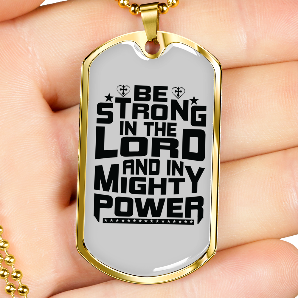Strong In Lord Christian Necklace Stainless Steel or 18k Gold Dog Tag 24" Chain-Express Your Love Gifts