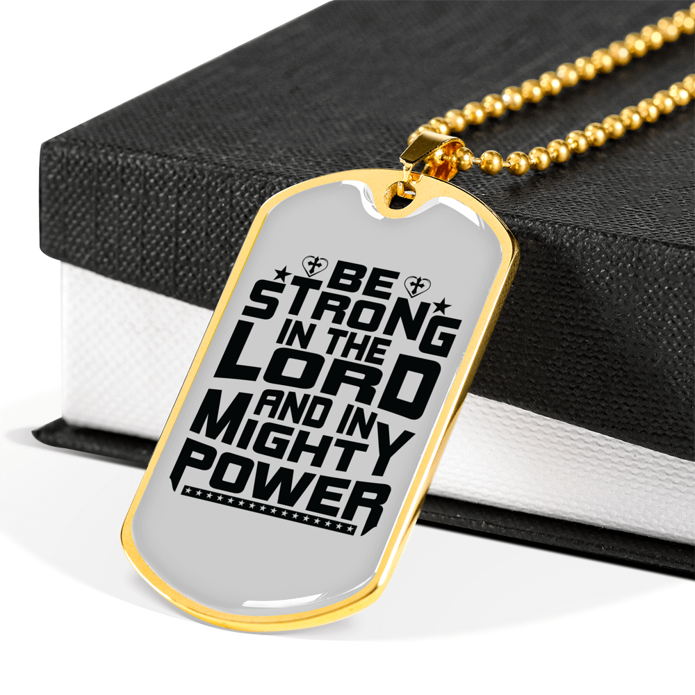 Strong In Lord Christian Necklace Stainless Steel or 18k Gold Dog Tag 24" Chain-Express Your Love Gifts