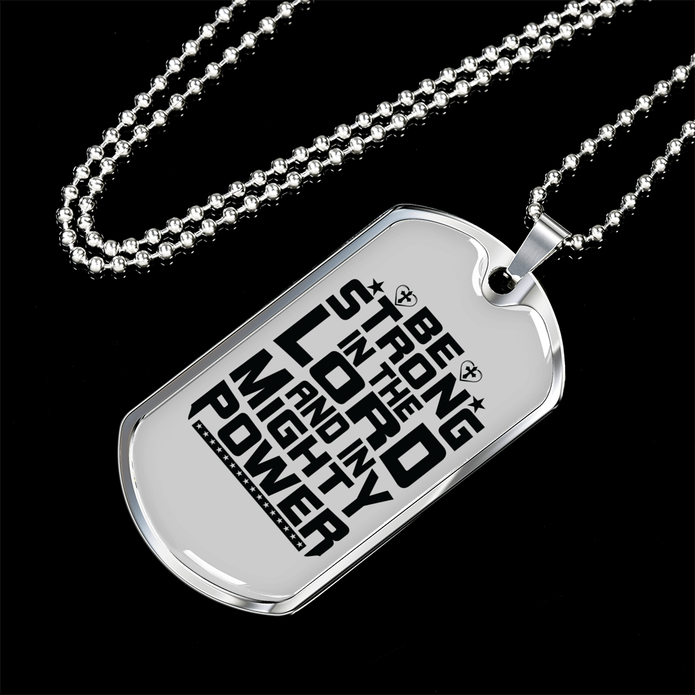 Strong In Lord Christian Necklace Stainless Steel or 18k Gold Dog Tag 24" Chain-Express Your Love Gifts