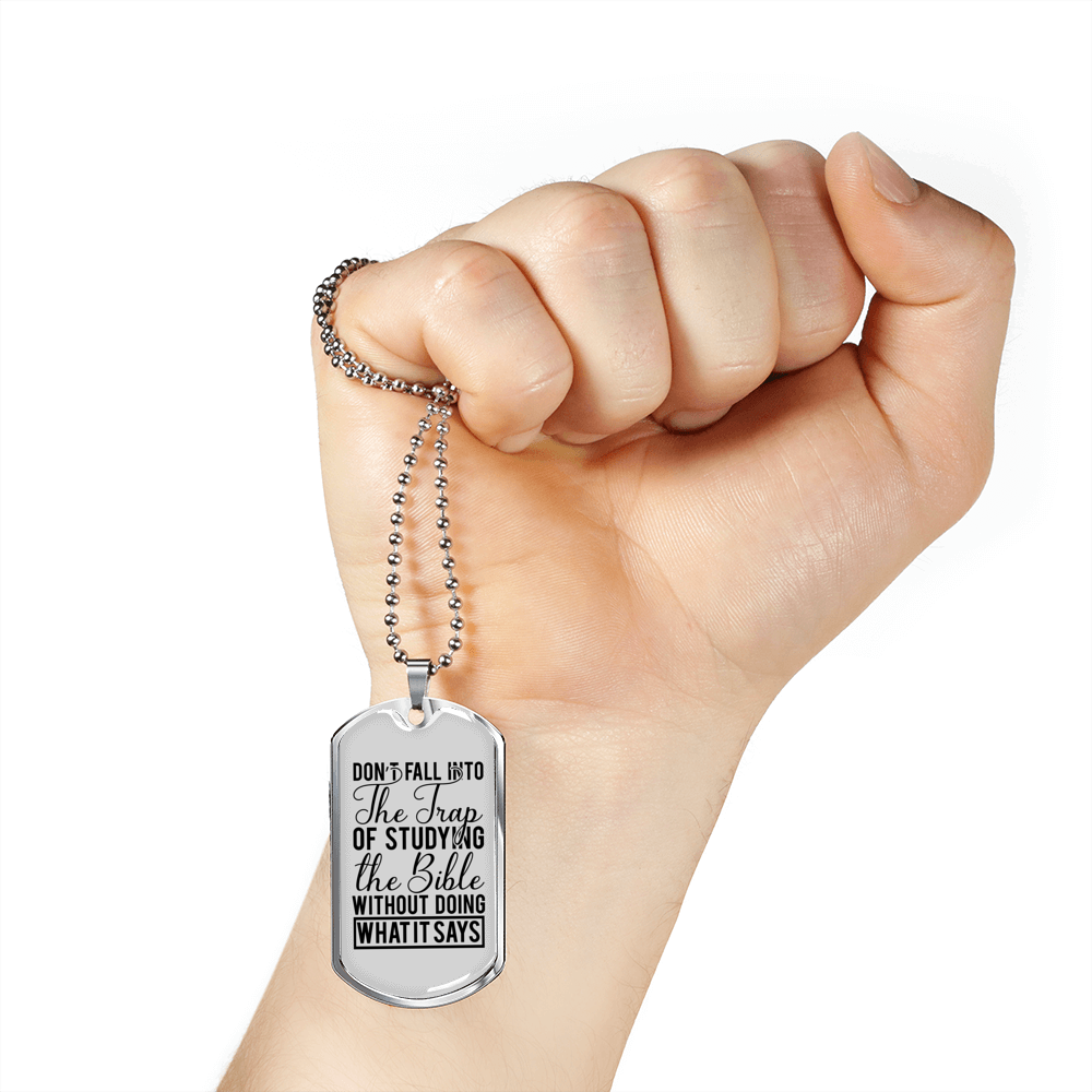 Studying The Bible Christian Necklace Stainless Steel or 18k Gold Dog Tag 24" Chain-Express Your Love Gifts