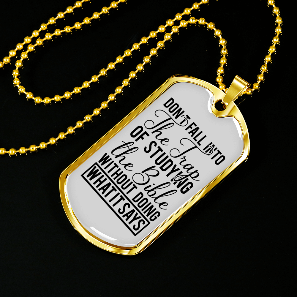 Studying The Bible Christian Necklace Stainless Steel or 18k Gold Dog Tag 24" Chain-Express Your Love Gifts