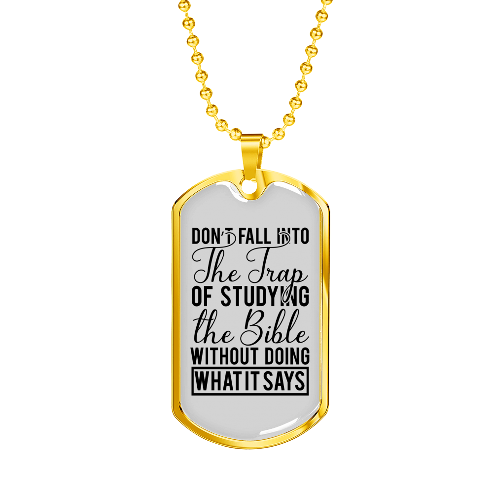 Studying The Bible Christian Necklace Stainless Steel or 18k Gold Dog Tag 24" Chain-Express Your Love Gifts