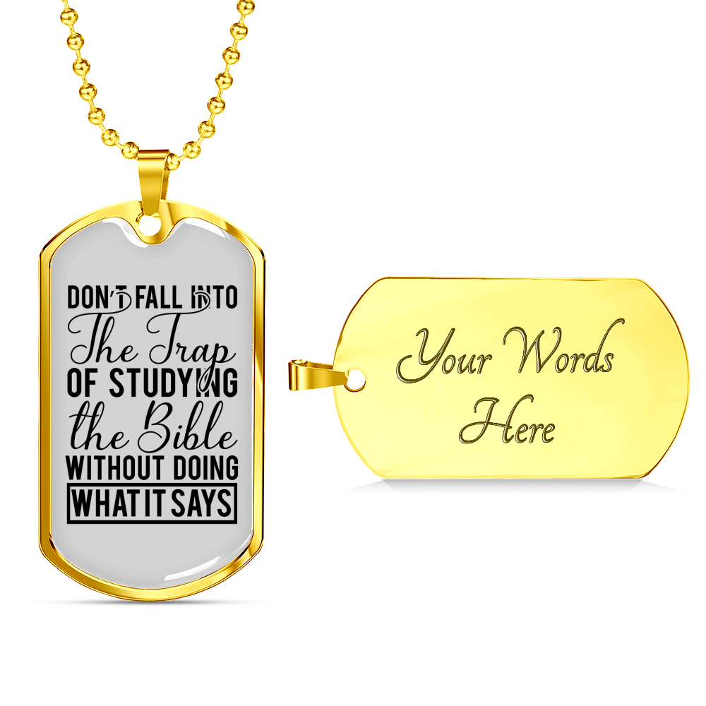Studying The Bible Christian Necklace Stainless Steel or 18k Gold Dog Tag 24" Chain-Express Your Love Gifts